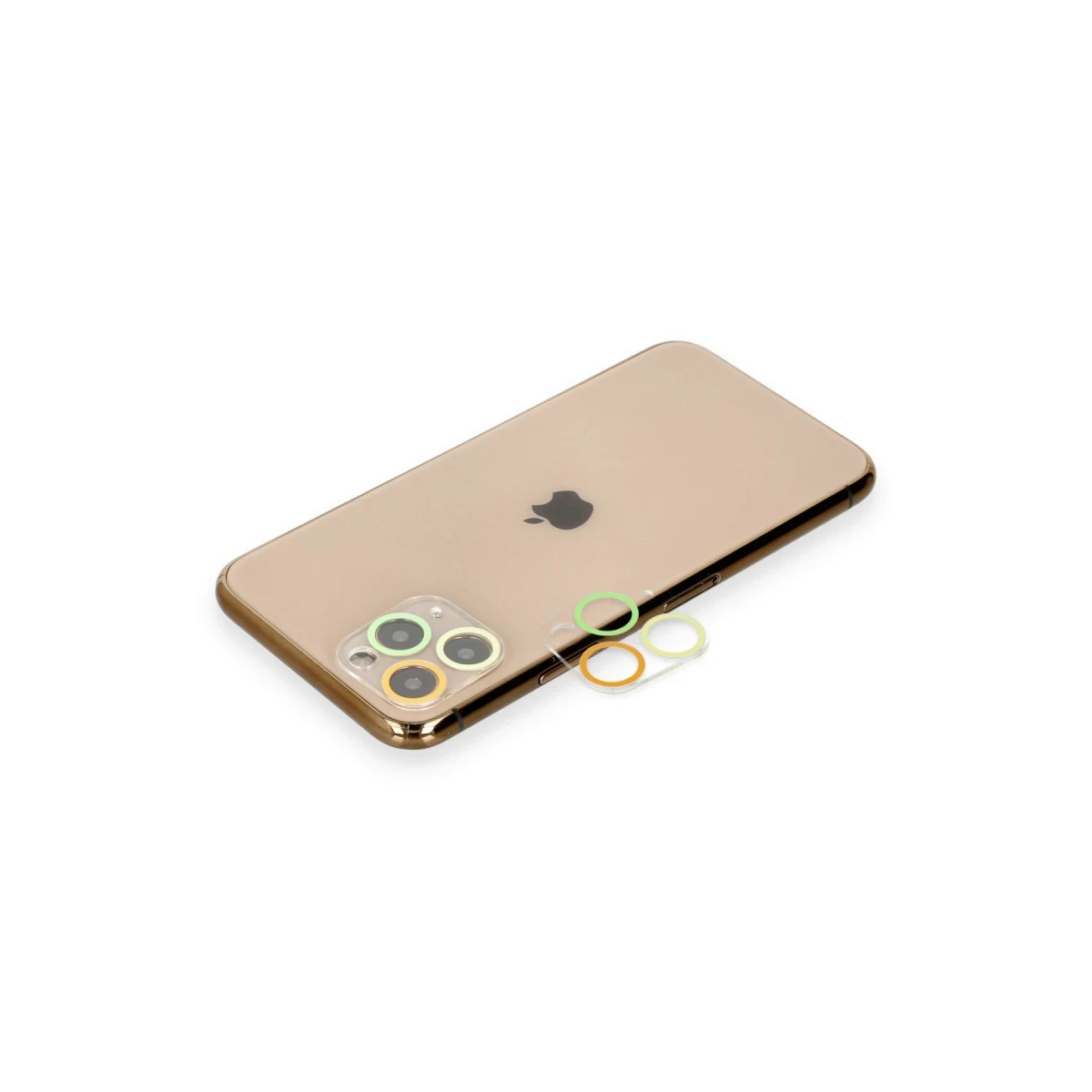 Apple iPhone 11 Pro Renkli Kamera Lens Koruma Cam - Sarı-Turuncu