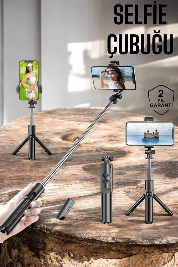 Kullanışlı Kumandalı Selfie Çubuğu 360 Derece Tripod