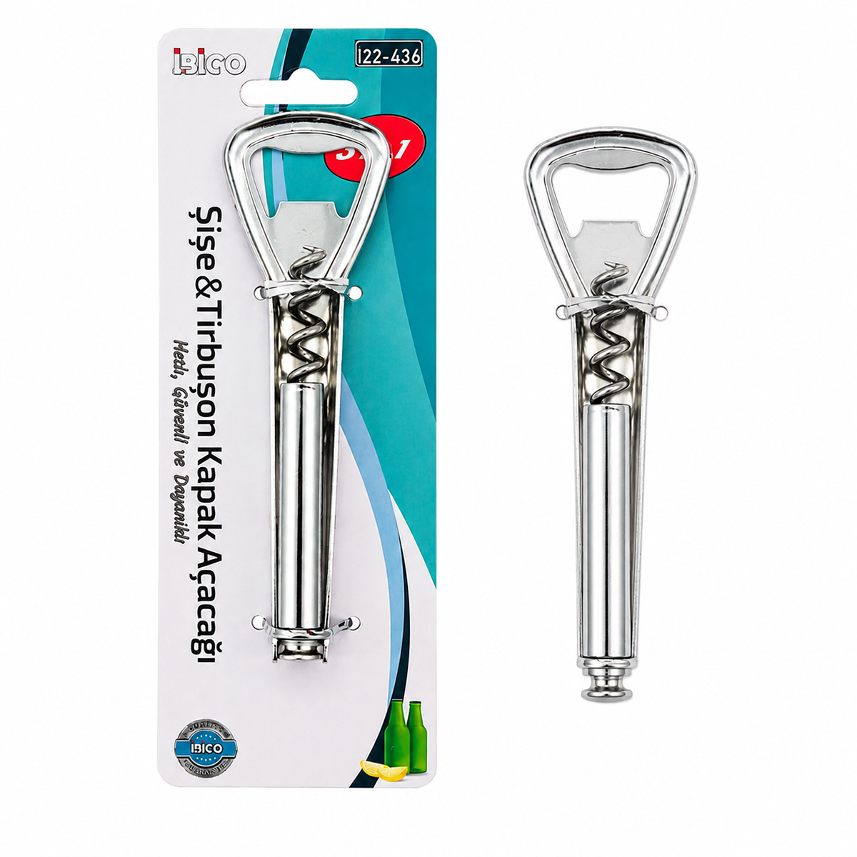 Metal 3in1 Tirbüşon Kapak Açacak
