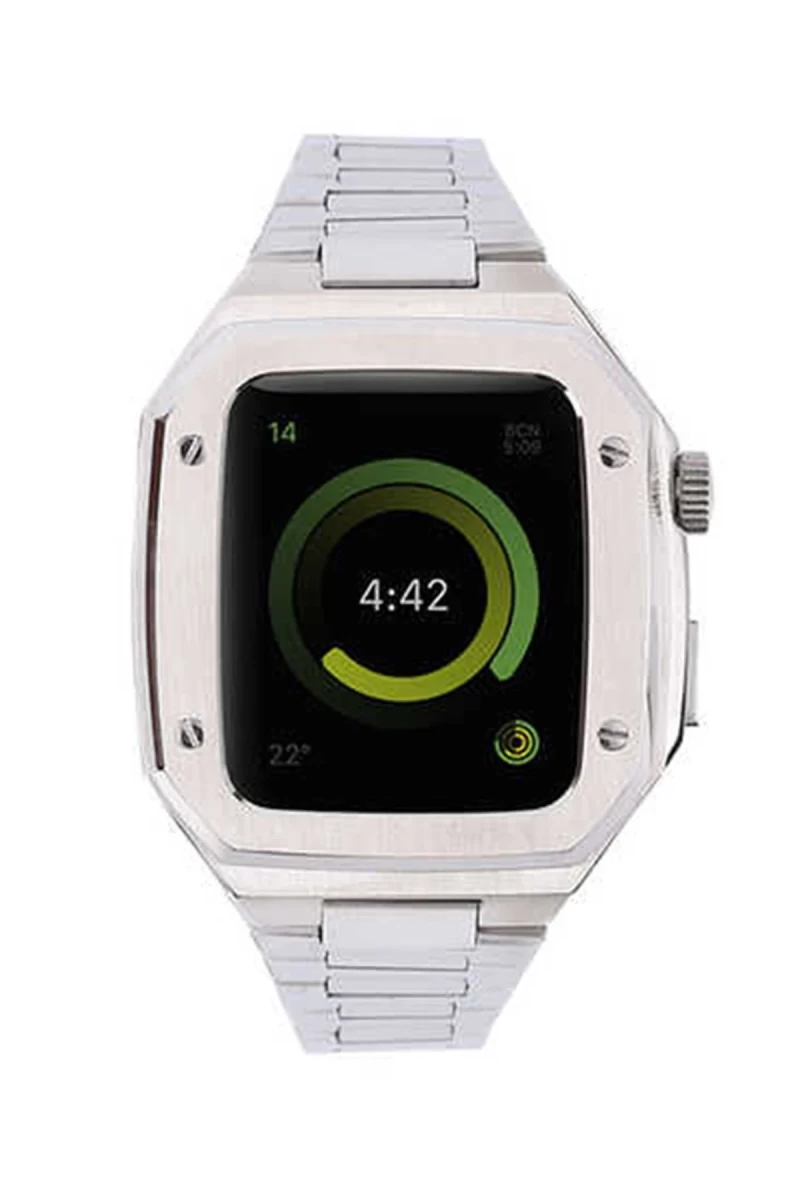 Apple Watch 45mm Uyumlu Metal Petek Kasalı Kordon - Gümüş