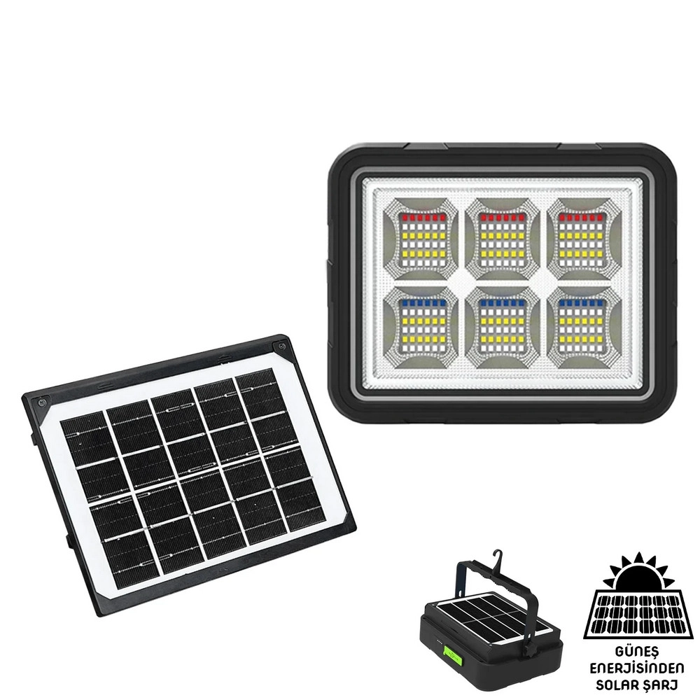 WS-5570 150 Watt Güneş Enerjili Solar Kamp Feneri Projektör