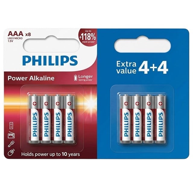 Power Alkaline LR03P8BP/10 1.5V AAA İnce Kalem Pil (4+4) 8’li Paket