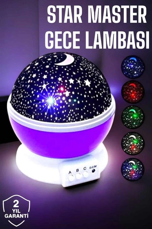 Yıldızlı Gece Lambası 4 Adet AAA Pil ile Çocuklar için
