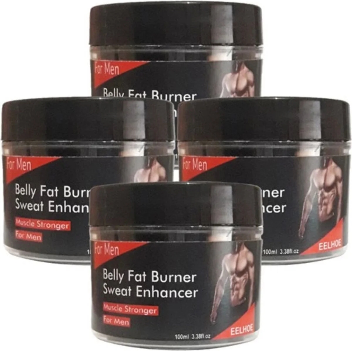 Eelhoe 4lü Adet Belly Fatburner Sweat Enhancer Erkeklere Özel Kremi 100 ml