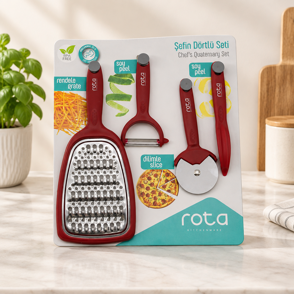 Çift Taraflı Rende, Pizza Ruleti ve Soyacaklar Mutfak Takımı
