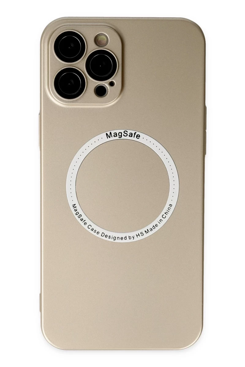 Apple iPhone 12 Pro Uyumlu Kılıf Jack Magneticsafe Lens Silikon - Gold