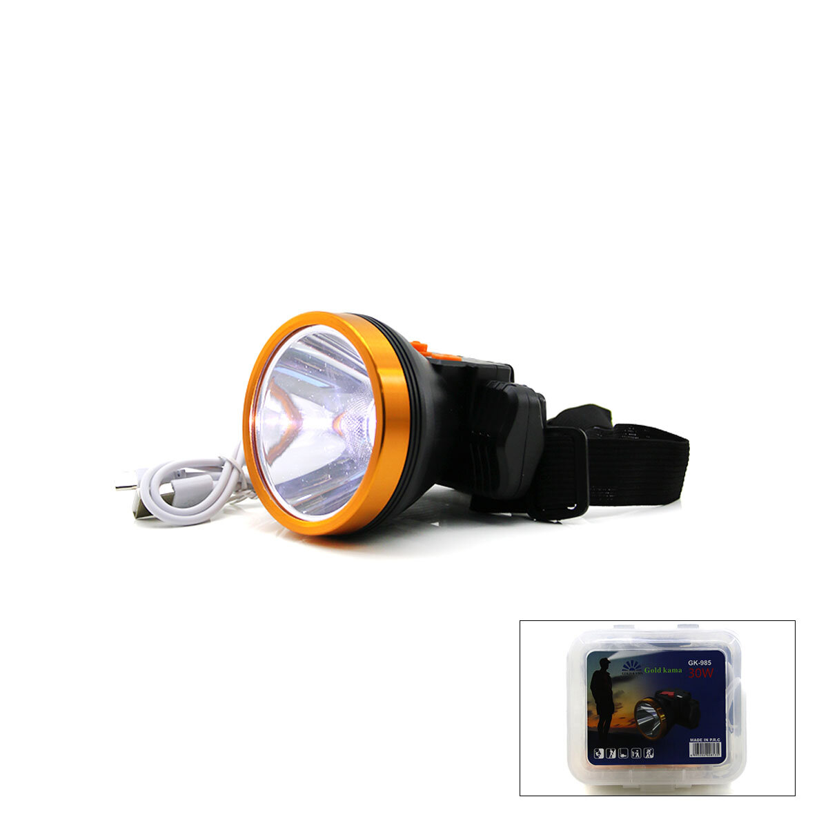 Şarjlı 30W Kafa Lambası Fener Usb - Type-c Kademe Işıklı