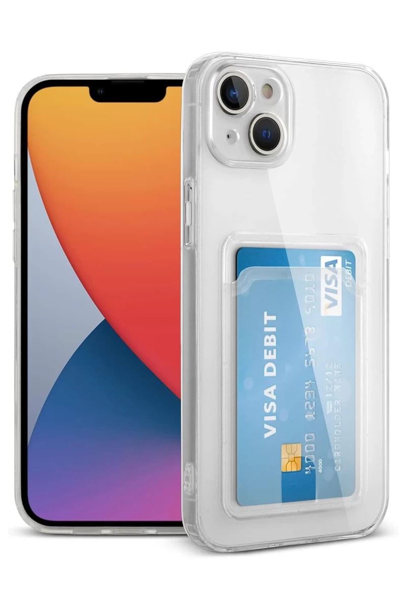 Apple iPhone 13 Uyumlu Kılıf Kart Şeffaf Silikon - Şeffaf