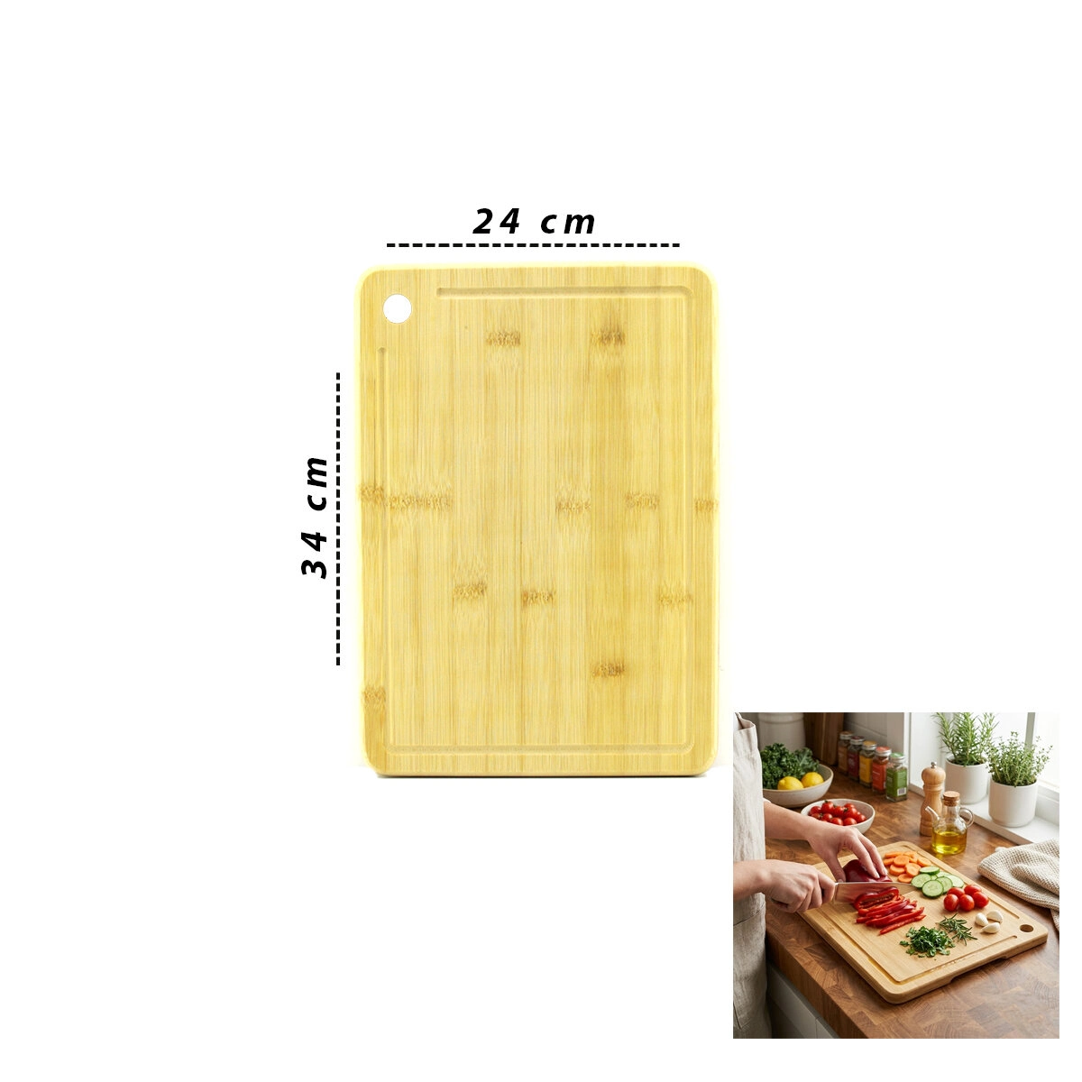 Bambu Kesim Panosu 24x34 cm Ahşap Kesme Tahtası