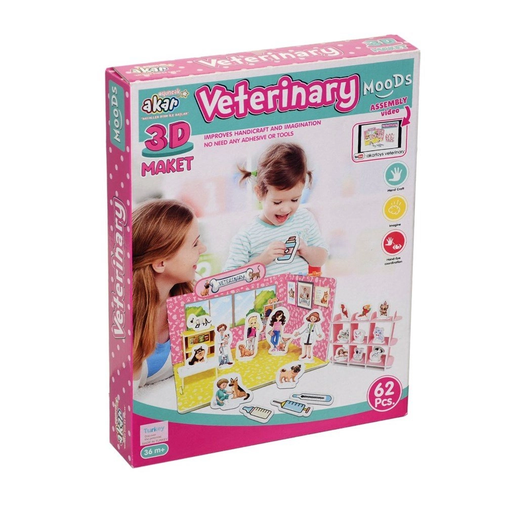 3 Boyutlu Puzzle Veteriner Temalı 1 Adet Eğlenceli Oyun