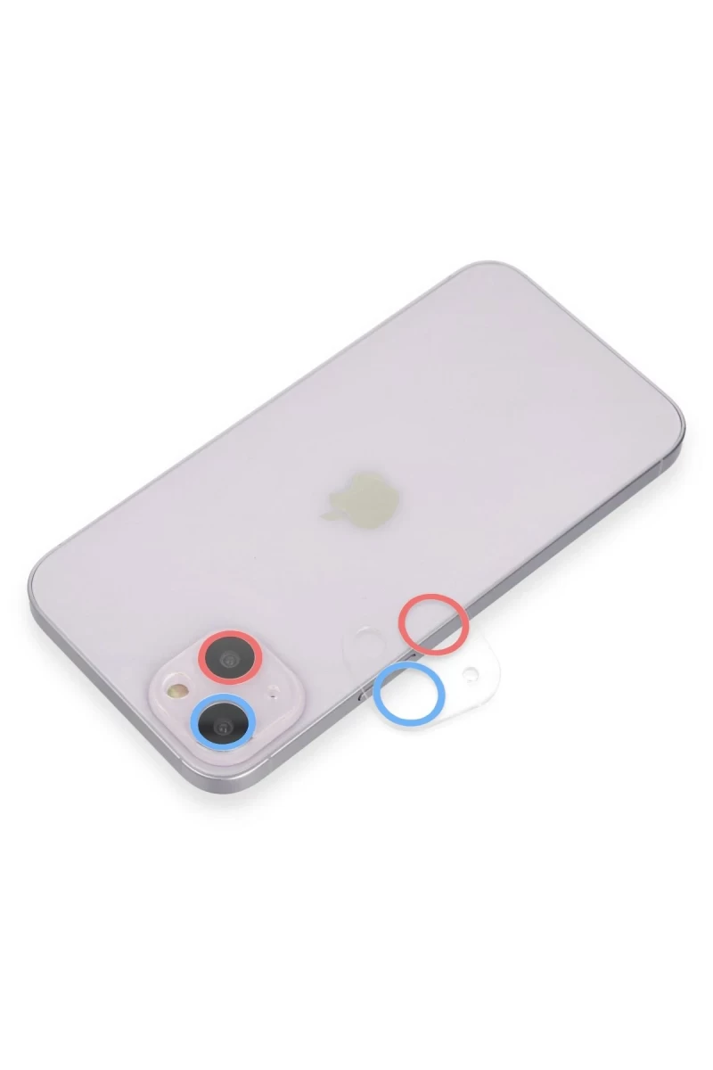 Apple iPhone 13 Uyumlu Renkli Kamera Lens Koruma Cam - Pembe-Mavi