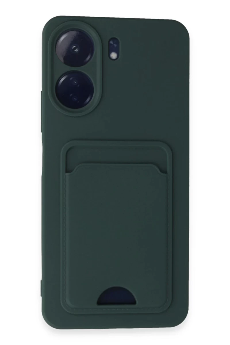 Xiaomi Redmi 13C Uyumlu Kılıf Kelvin Kartvizitli Silikon - Koyu Yeşil