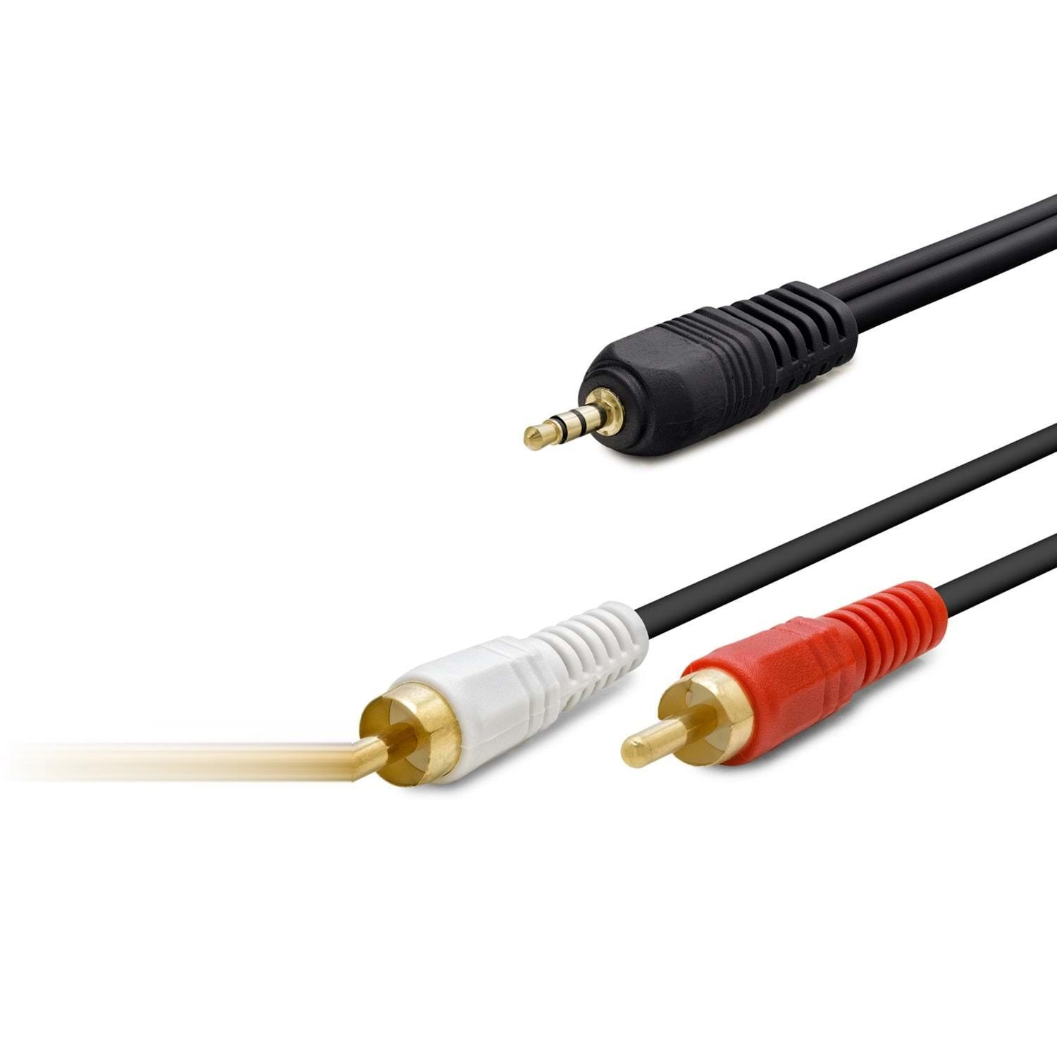 Esnek 3.5 Mm Aux ve 2 RCA Kablo 10 Metre Siyah