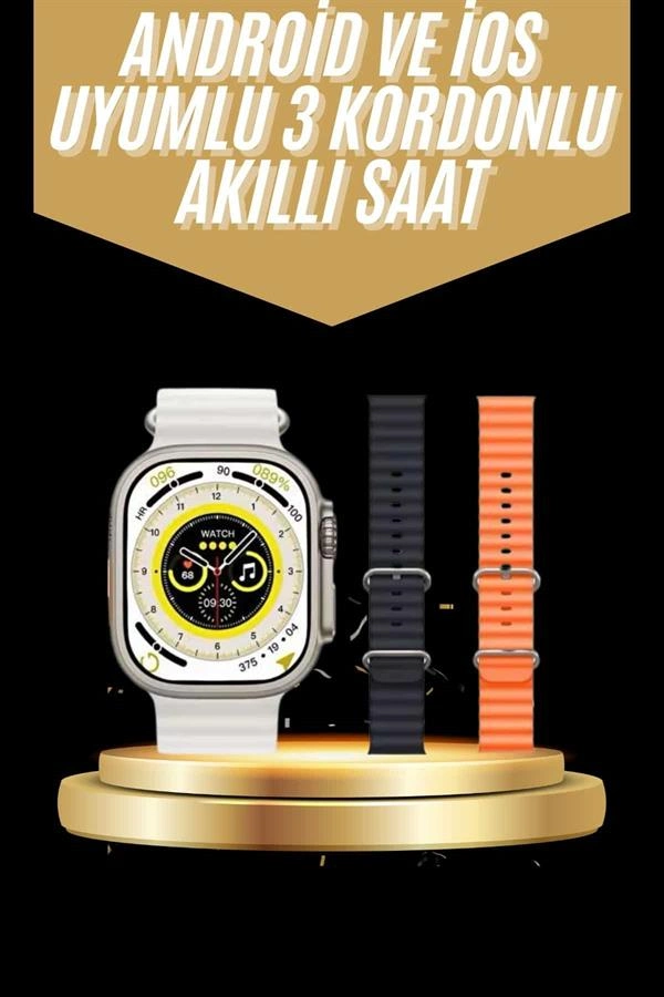 Akıllı Saat 49 MM Amoled Ekran 3 Kordonlu Model