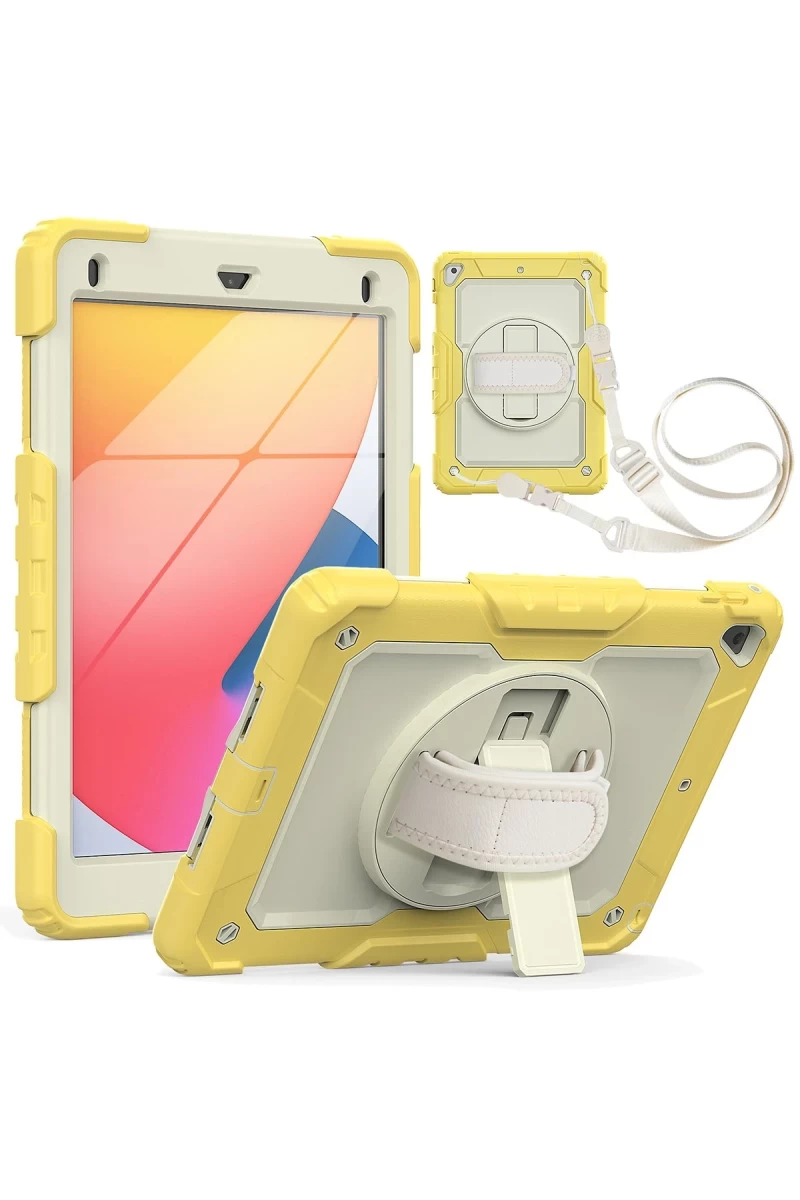Apple iPad 5 Air 9.7 Kılıf Strap New Tablet Kapak - Sarı