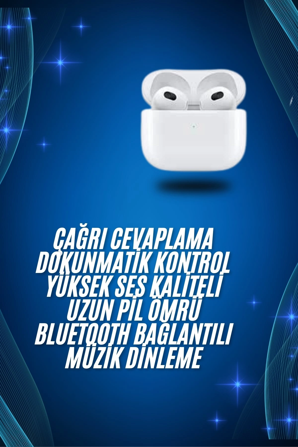 Bluetooth 5.0 Beyaz Kulaklık 3. Nesil iOS Android Uyumlu