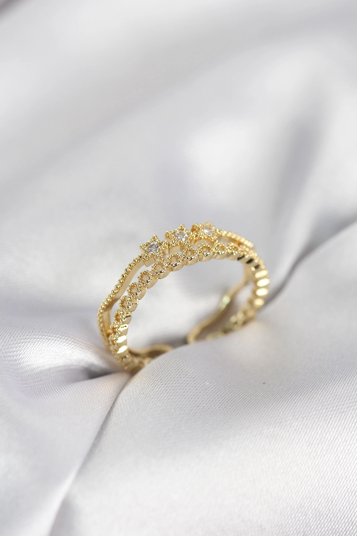 Minimalist Yıldızlı Yüzük Gold Renk