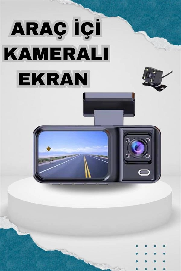Geniş Açı Ön Arka Kameralı 2 İnç 1080P DVR Araç İçi Ekran