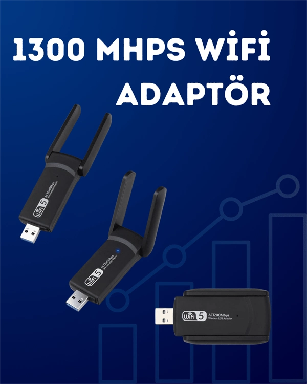 Hızlı USB WiFi Adaptör 1200 Mbps 2.4GHz ve 5GHz Bant