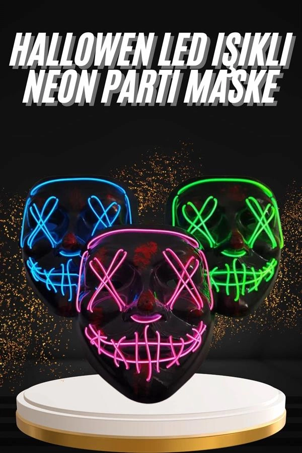 Neon Led Işıklı Cadılar Bayramı Maskesi 2 Adet
