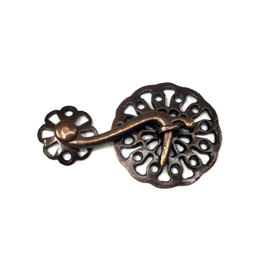Dekoratif Zamak Çengel Kilit 56x33 mm 50 Adet Antik Bakır
