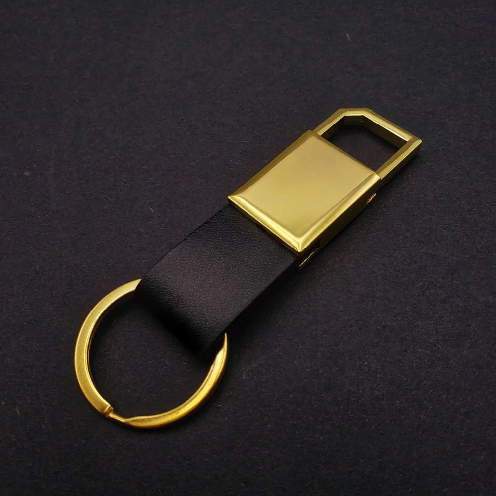 Şık Metal Deri Anahtarlık 8 cm Siyah Gold