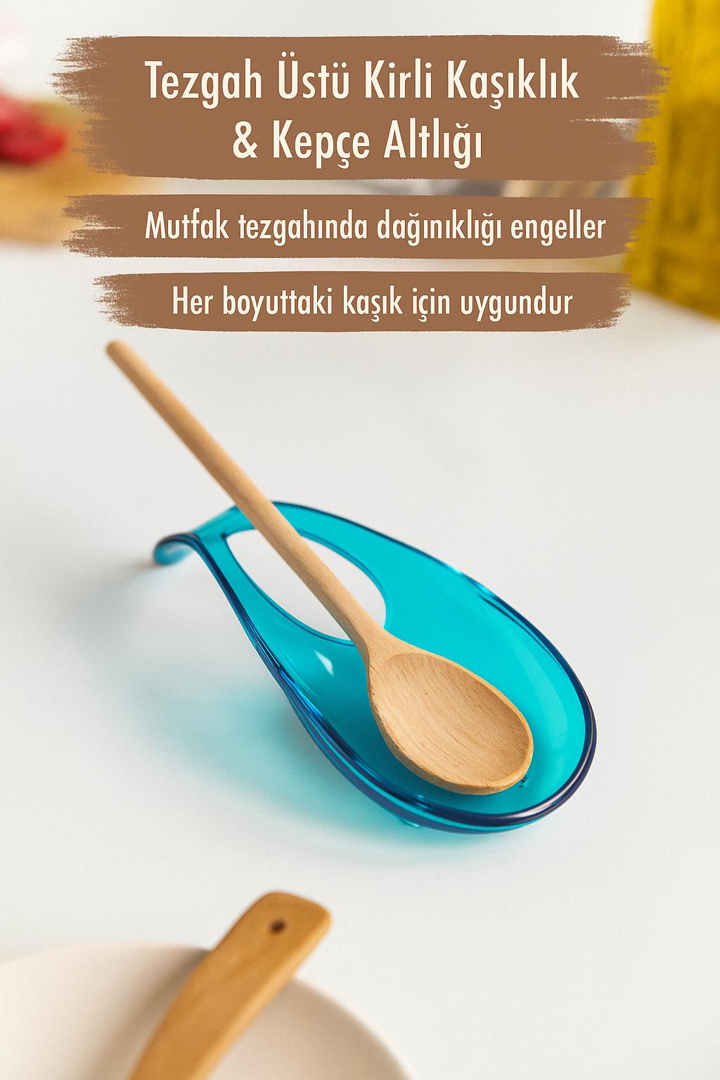 Akrilik Aquamarin Tezgah Üstü Kirli Kaşıklık & Kepçe Altlığı