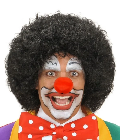 Kıvırcık Afro Bonus Peruk Saç ve Kırmızı Sünger Seti