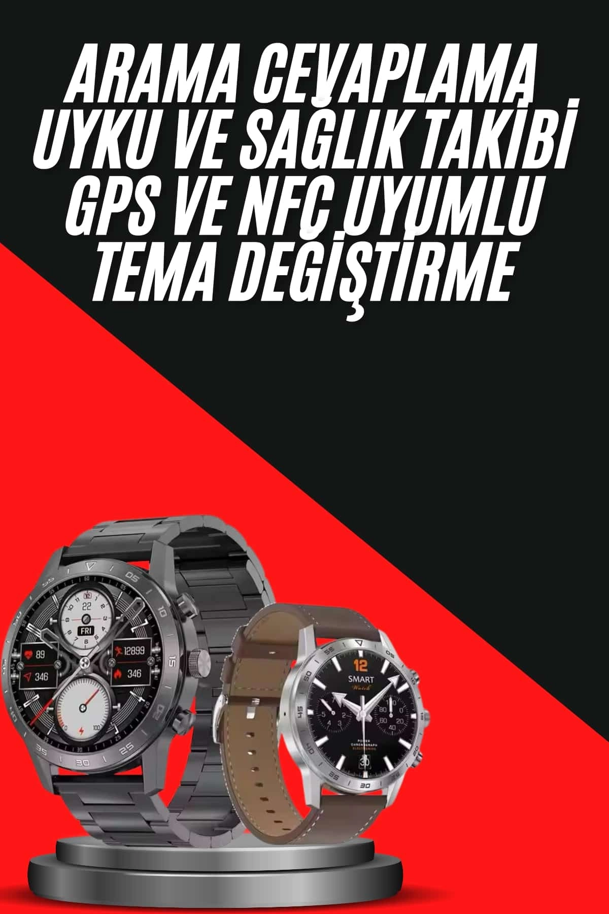 Erkeklere Özel Akıllı Saat Çelik Kordon Bluetooth Bağlantılı İOS ve An