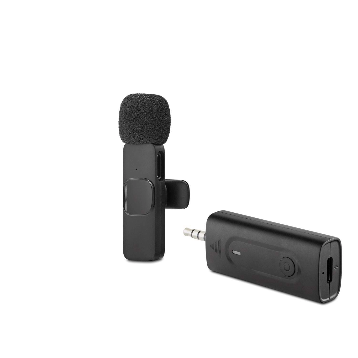 Mikrofon 3.5 mm Siyah Vlog ve Röportaj İçin (Kablosuz Model)
