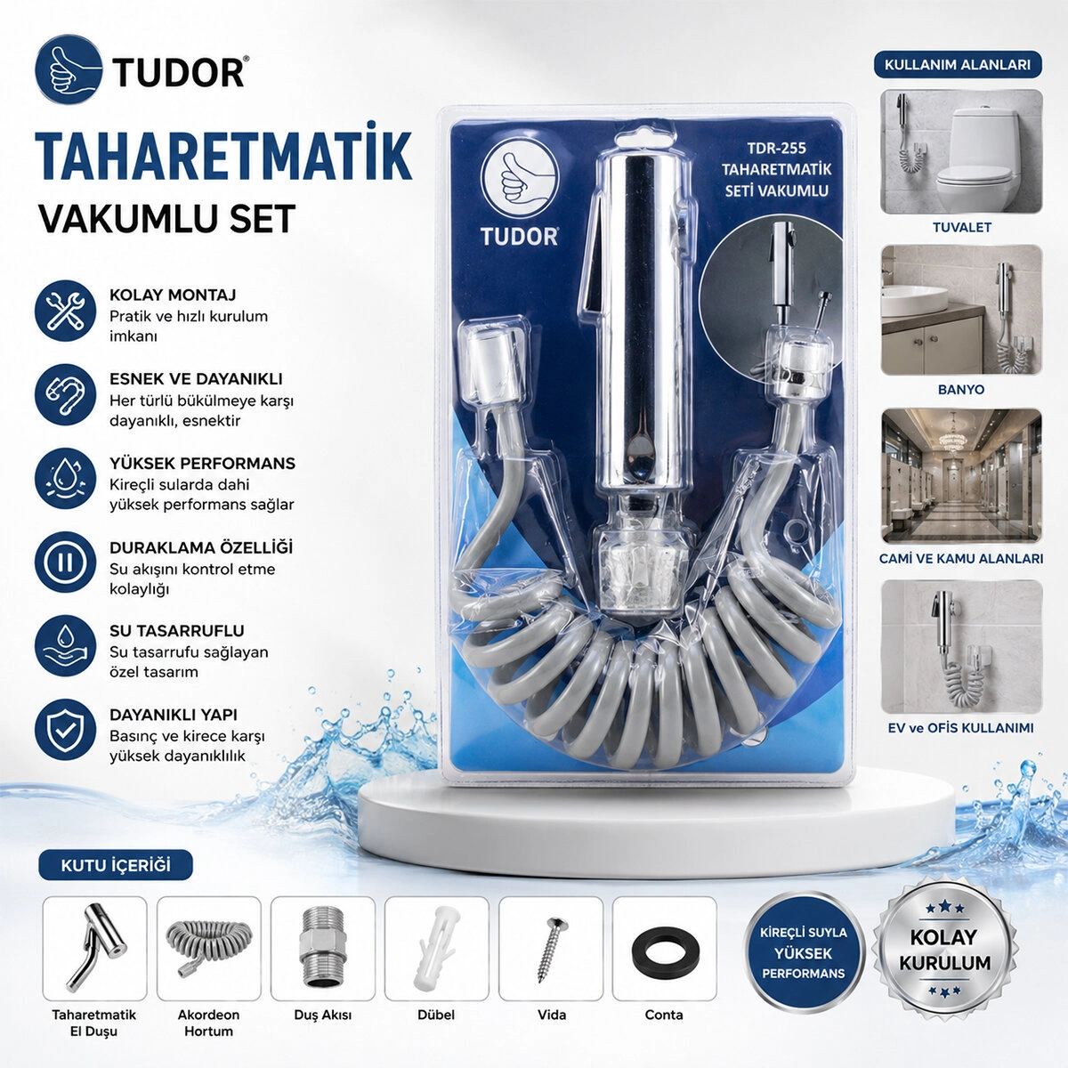 Şık Krom Taharatmatik Seti 1 Adet El Duşu ve Hortum
