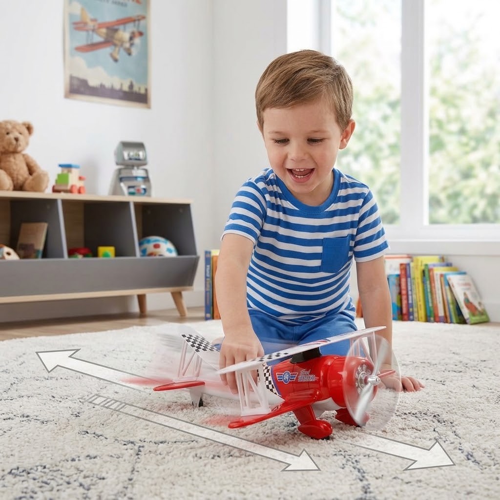 Die-Cast Çek-Bırak Uçak Oyuncak - Kırmızı-Beyaz
