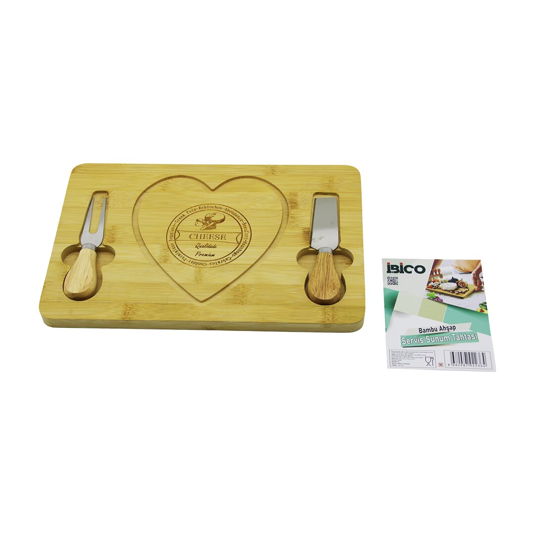 Kalpli Bıçak Sağ-solahşap Bambu Kahvaltı Peynir Sunum PANO2 Bıçak=ahşap SAP19X29X1.5CM