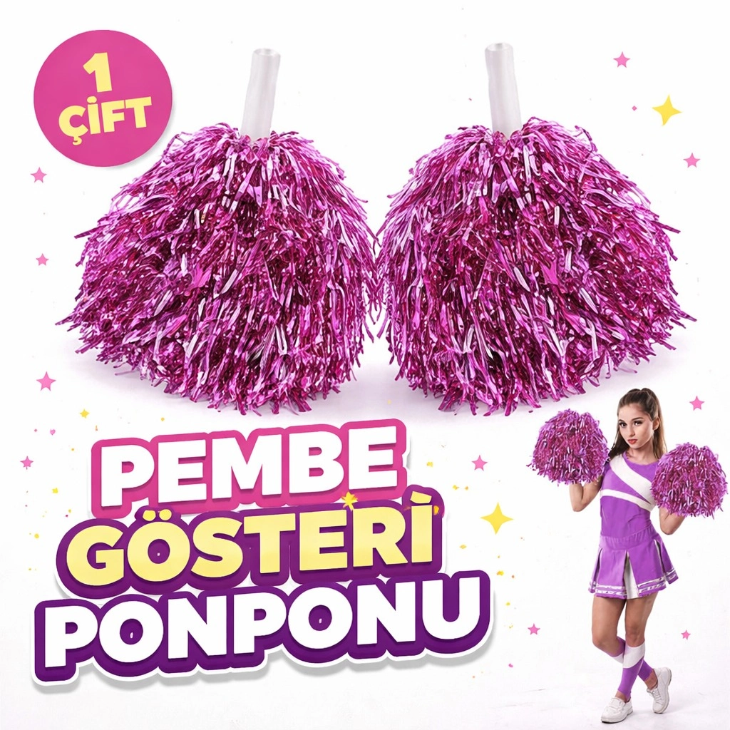 Şık Pembe Renk 23 Nisan 19 Mayıs 29 Ekim Ponpon Seti 2 Adet