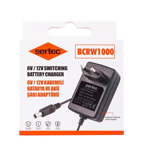 BCRW1000 6V/12V 1A Kademeli Batarya ve Akü Şarj Adaptörü