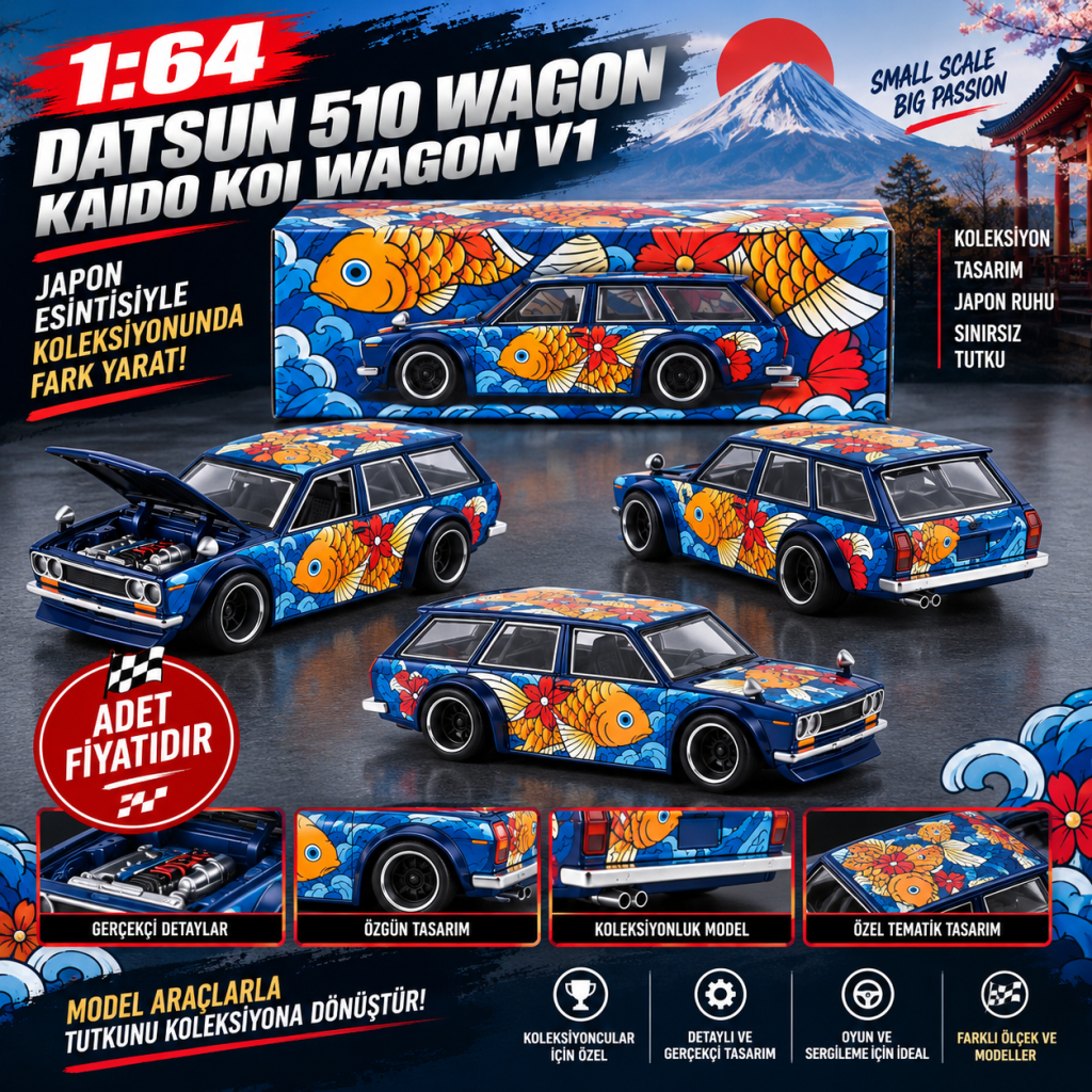 X KaidoHouse 1/64 Datsun KAIDO 510 Wagon Koi Wagon V1 (adet fiyatıdır)