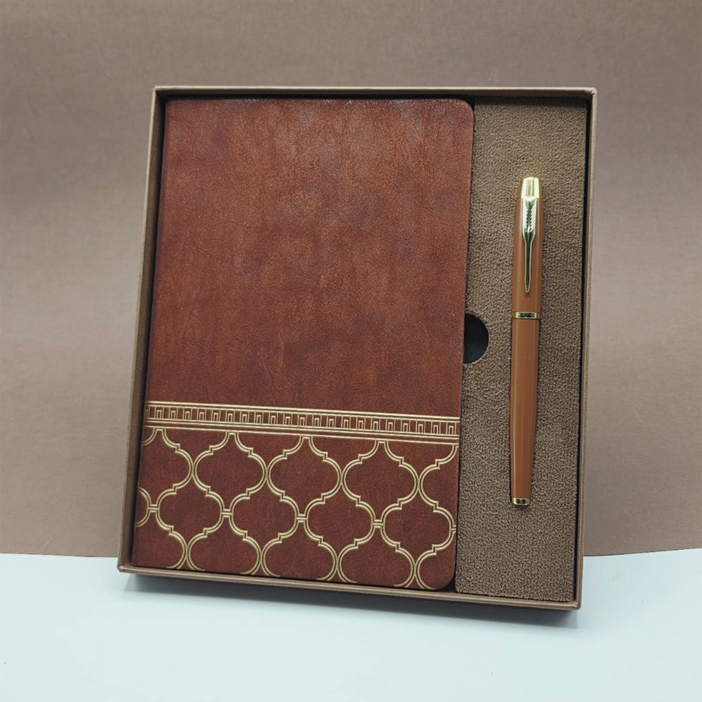 Özel Tasarım Kutulu Deri Defter Kalem Seti 22x20 cm