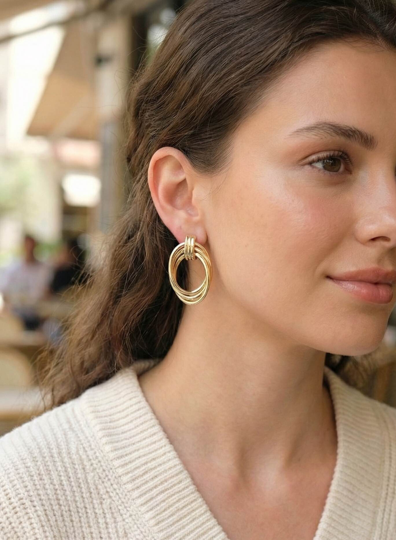 Pirinç Gold Renk Damla Model Vintage Kadın Küpe