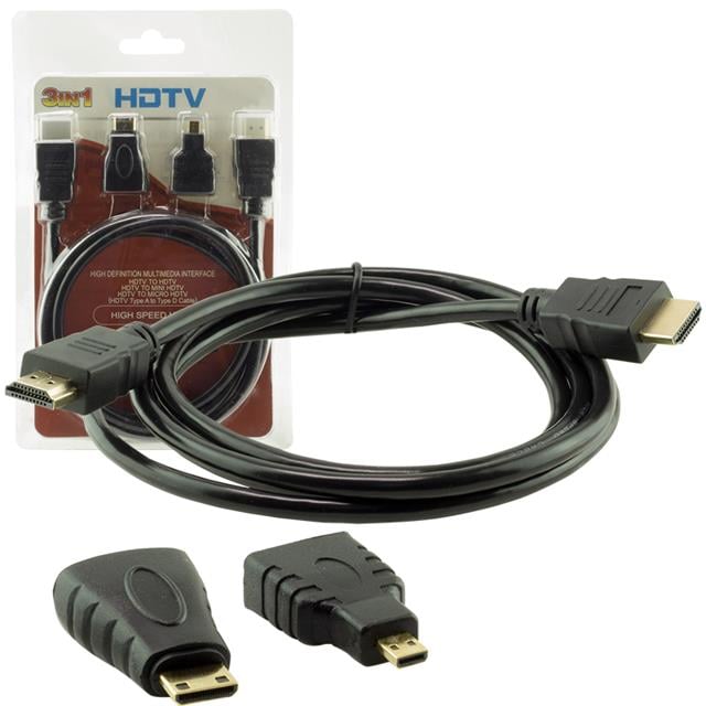 PM-6285 Plastik 1.5 Metre Siyah 3in1 Set HDMI Kablo (HDMI+Micro HDMI+Mini HDMI)