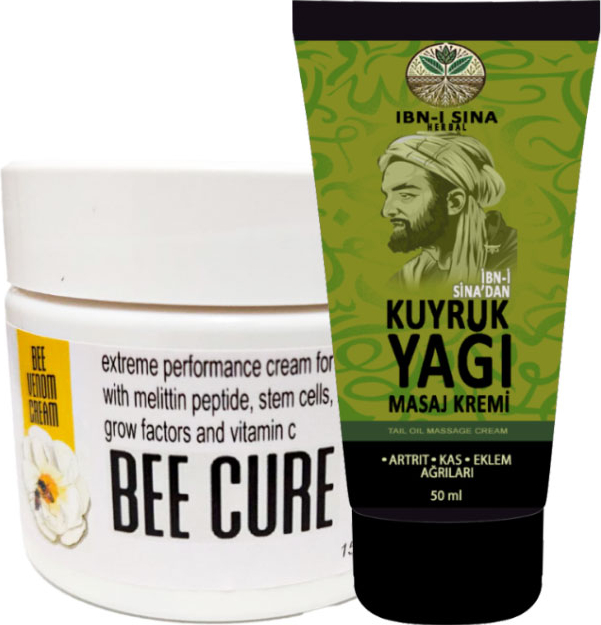 İbn-i Sina 3 Adet  Kuyruk Yağı Kremi - Sırt Bel Kas Iskelet Harici Uygulama AGRIKREMI 50ML Krem + 1 Tane Beecure Paincream