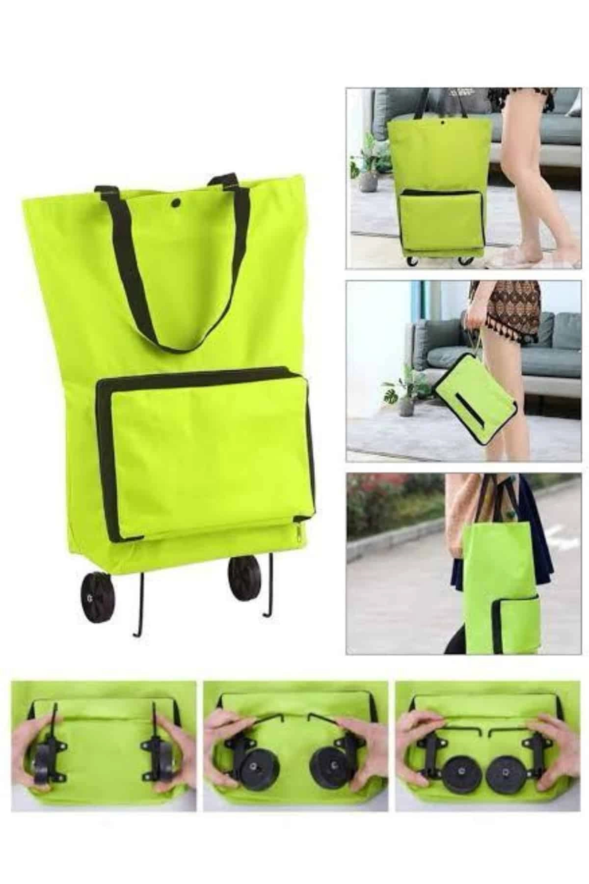 Pratik Katlanabilir Tekerlekli Alışveriş Arabası 75 cm