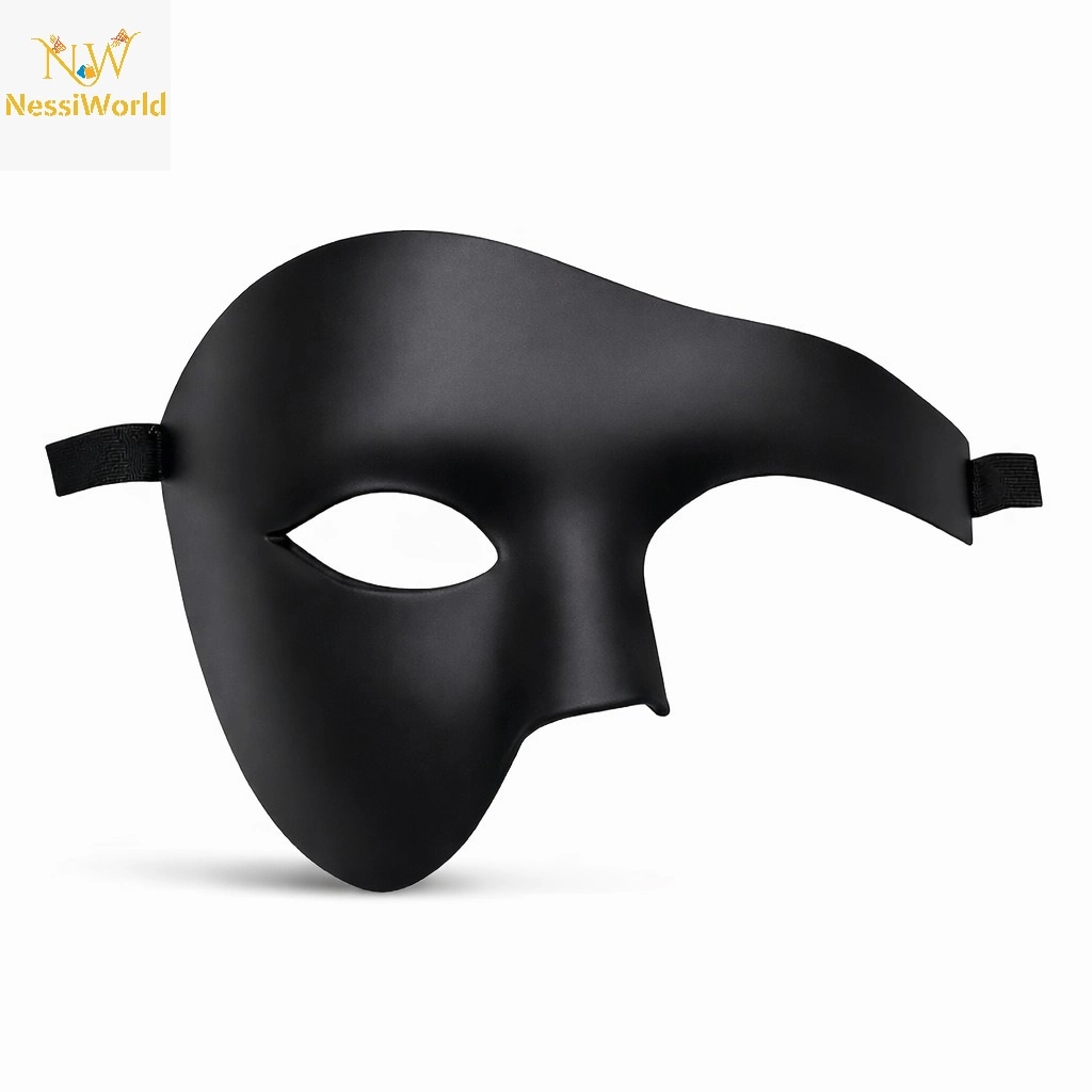 Şık Siyah Yarım Erkek Maske - Phantom Parti ve Balo İçin
