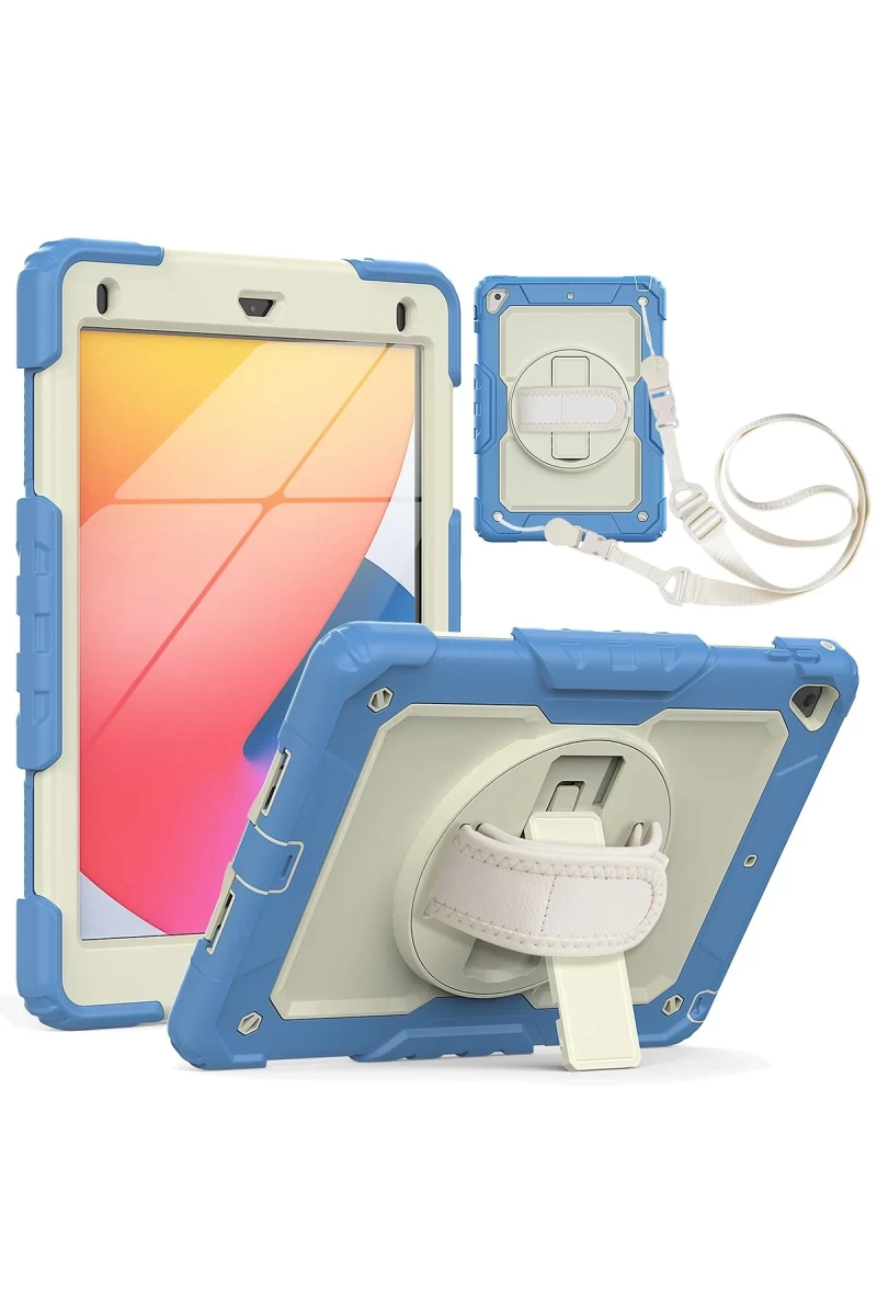 Apple iPad 5 Air 9.7 Kılıf Strap New Tablet Kapak - Mavi