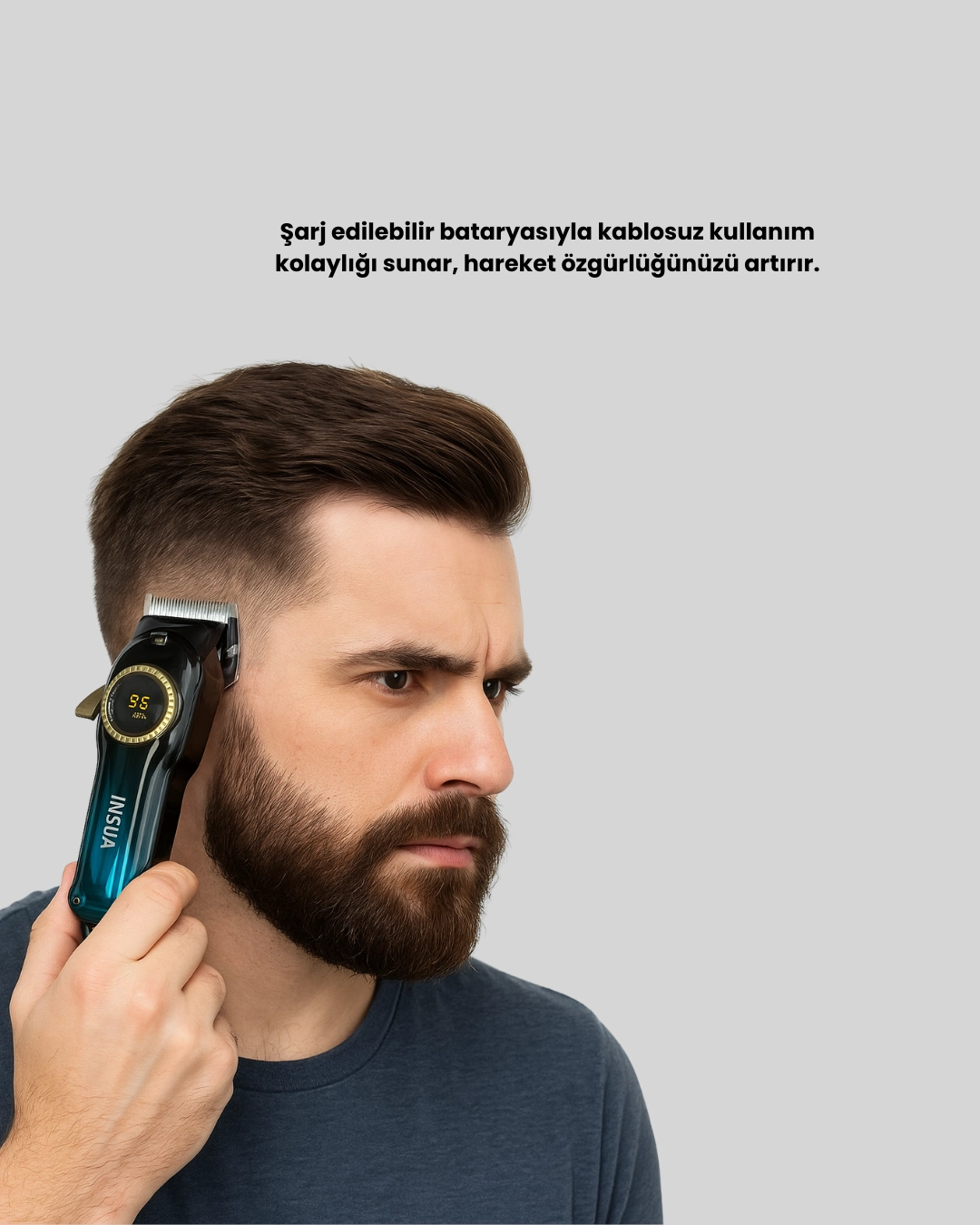 Şarjlı Profesyonel Saç Kesme Makinesi 2000 mAh LCD Ekran