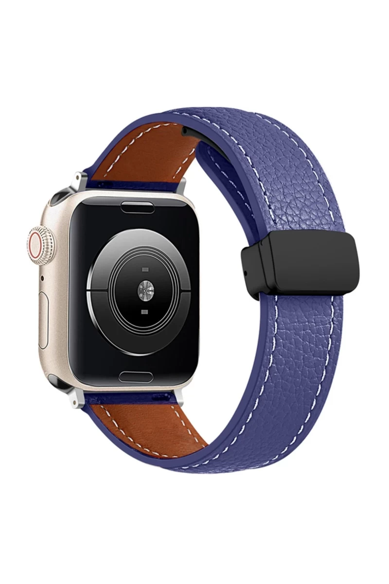 Apple Watch 42mm Uyumlu KR414 Daks Deri Kordon - Lacivert