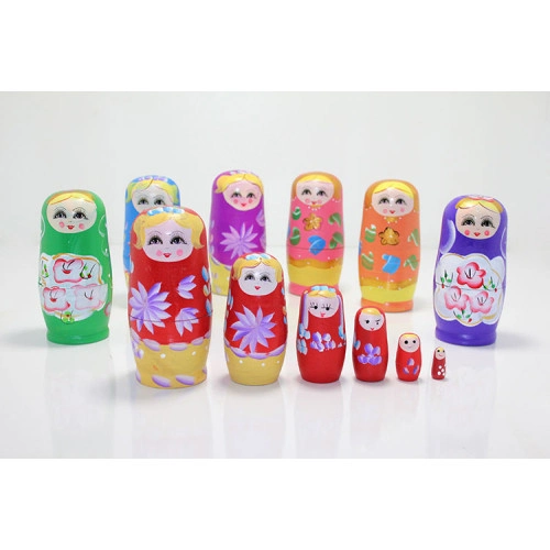 Dekoratif 6'lı Ahşap Matruşka Seti 14 cm