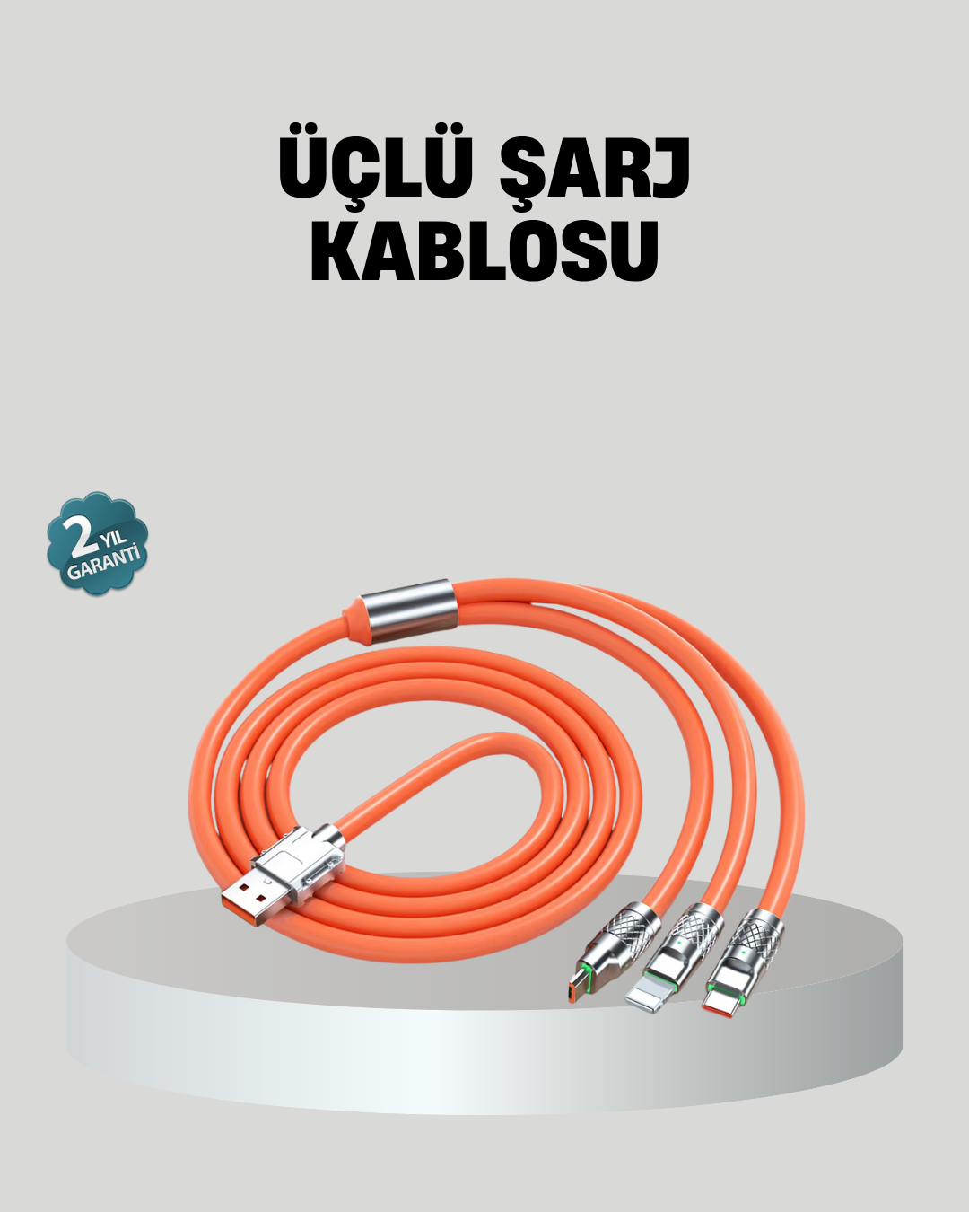 ÜÇLÜ Şarj Kablosu – Yüksek Hızlı, Dayanıklı ve Uzun Ömürlü