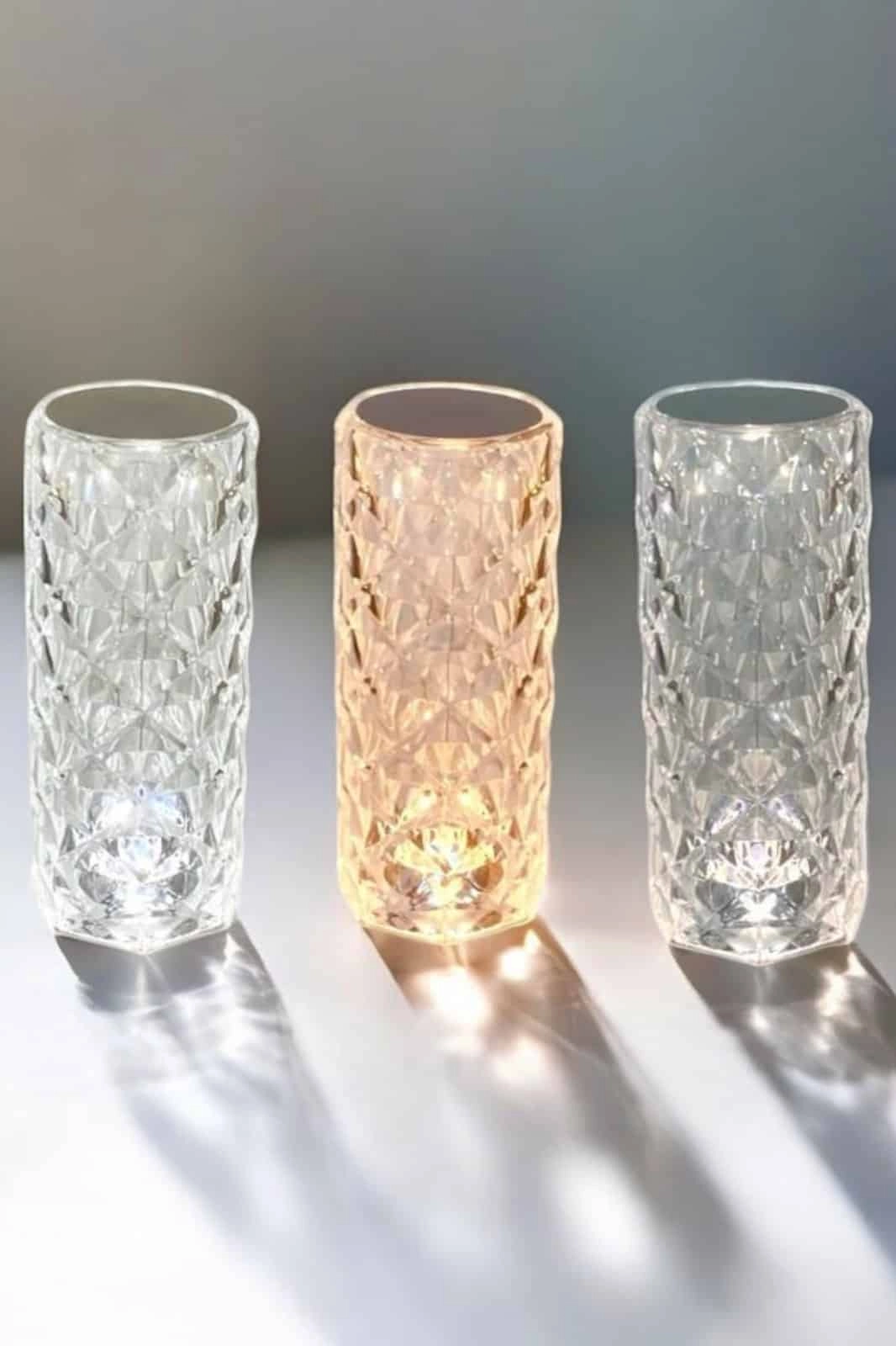 Şık Kristal Gece Lambası Dokunmatik 16 Renkli Şarjlı