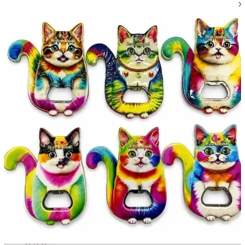 İstanbul Temalı Kedi Tasarımı Buzdolabı Magneti 15x7 cm
