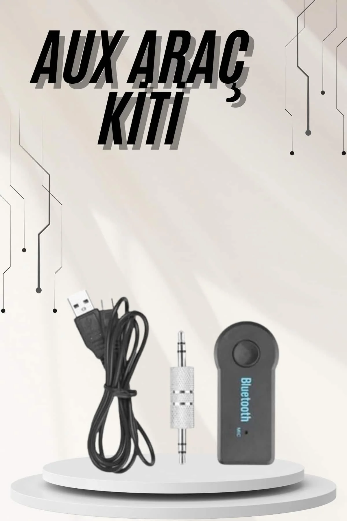 Yeni Nesil Bluetooth Aux Araç Kiti Siyah TV Tablet Telefon Araç Araba